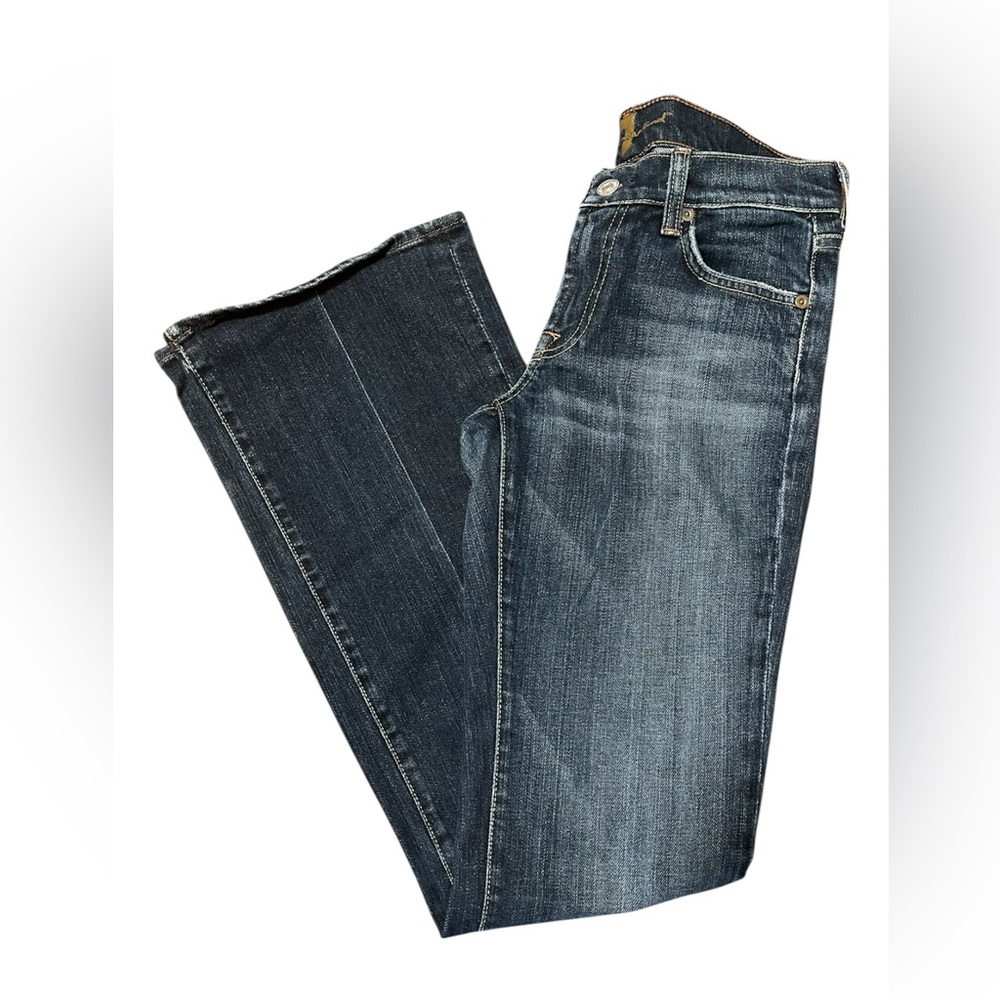 7 For All Mankind Low Rise Dark Blue Flare Bootcut Jeans size 27 - Picture 3 of 10